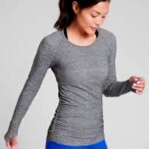 Athleta Speedlight Long Sleeve Top SX Heather Gray Excellent Condition